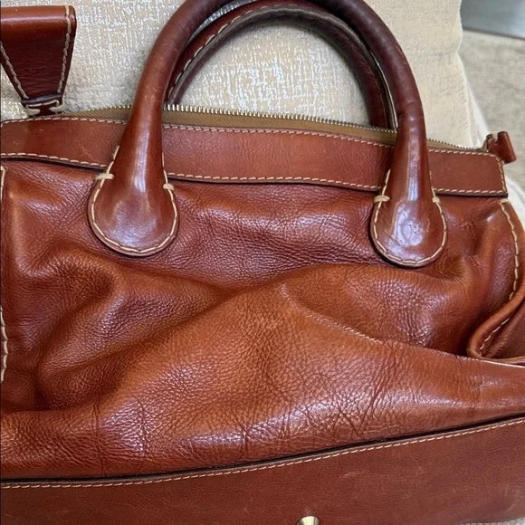 Chloé Chestnut Brown Leather Satchel with Front Pocket - Picture 4 of 4